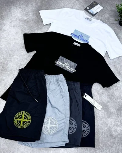 Stone Island Compass Logo T-Shirt & Technical Shorts Set AAA Quality
