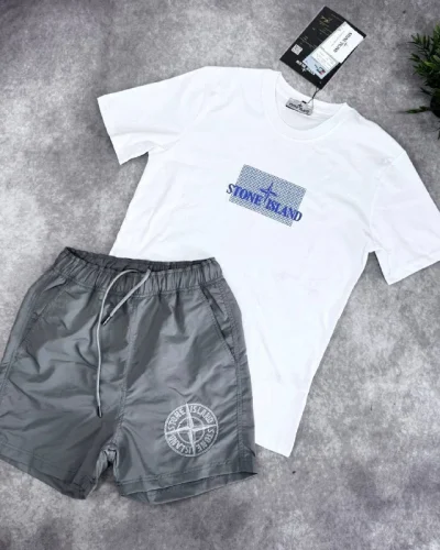 Stone Island Compass Logo T-Shirt & Technical Shorts Set AAA Quality