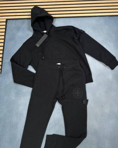 Stone Island Compass-Patch Men’s 1:1 Replica Tracksuit – Black