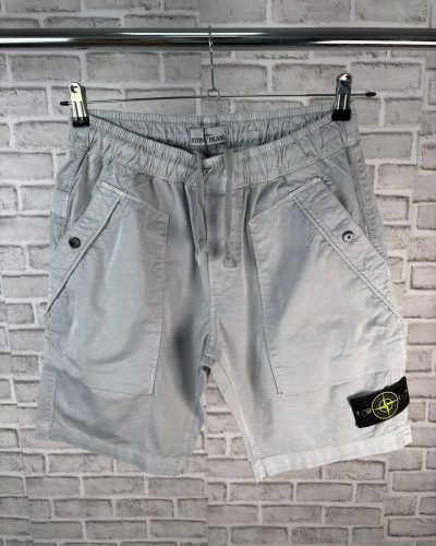 Stone Island Compass Patch Stretch Cargo Shorts light grey color