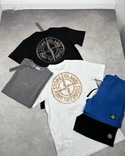 Stone Island Compass-Print Cotton T-Shirt & Shorts Set AAA Quality