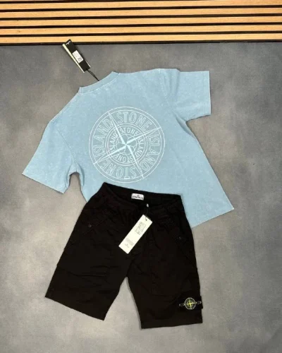 Stone Island Graphic Tee & Technical Swim Shorts Set 1:1 Mirror Quality