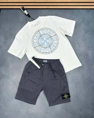 Stone Island Graphic Tee & Technical Swim Shorts Set 1-1 Mirror Quality