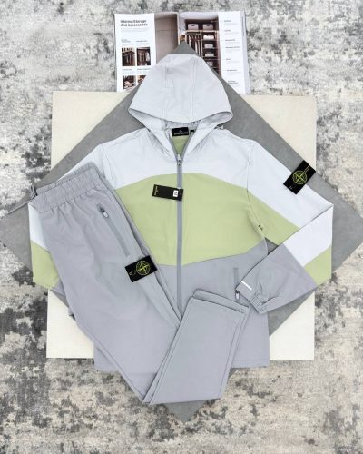 Stone Island Grey and Olive Green Three-Tone Reps AAA Quality Tracksuit
