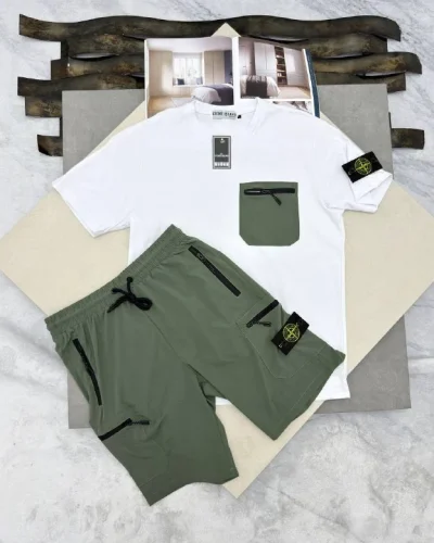 Stone Island Luxury Casual T-Shirt & Shorts Set Super Clone Quality