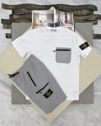 Stone Island Luxury Casual T-Shirt & Shorts Set Super Clone Quality