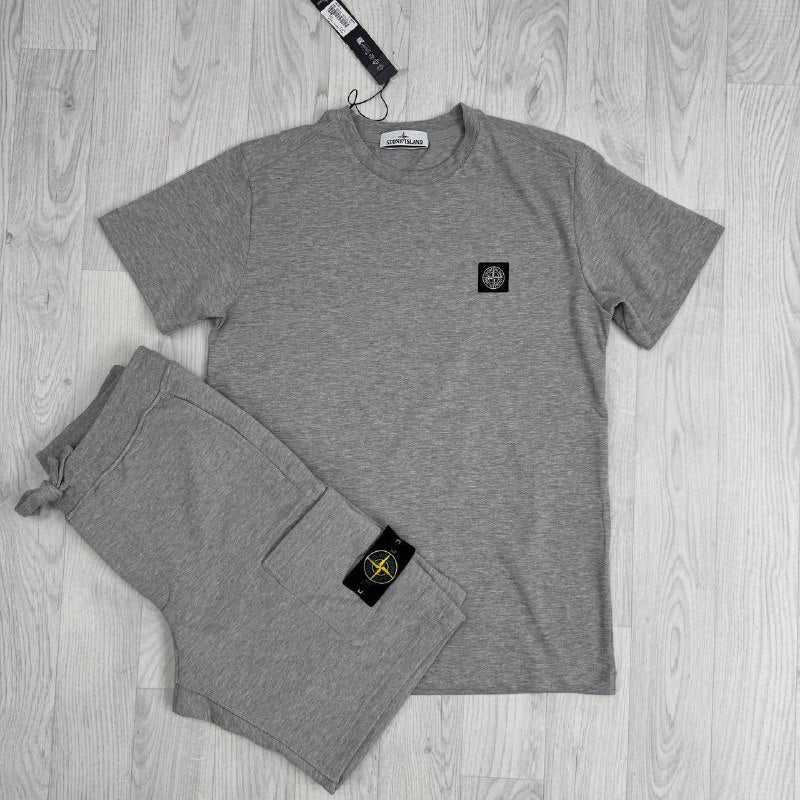 Stone Island Luxury Loungewear Cotton T-Shirt & Fleece Cargo Shorts Set Replica