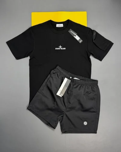 Stone Island Regular-Fit Embroidered Logo T-Shirt & Shorts Set Replica