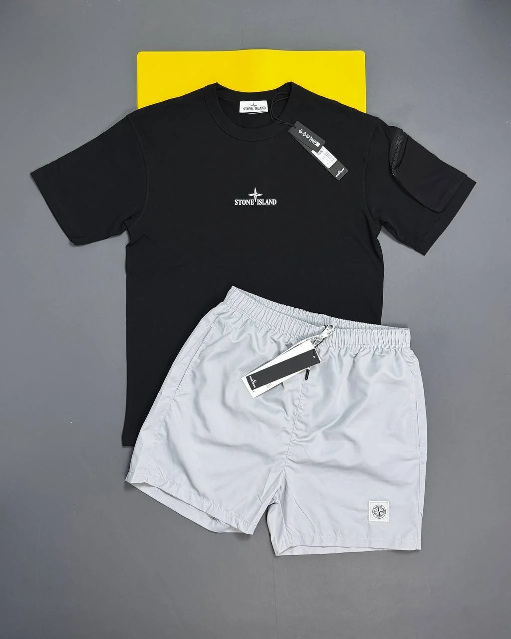 Stone Island Regular-Fit Embroidered Logo T-Shirt & Shorts Set Replica black