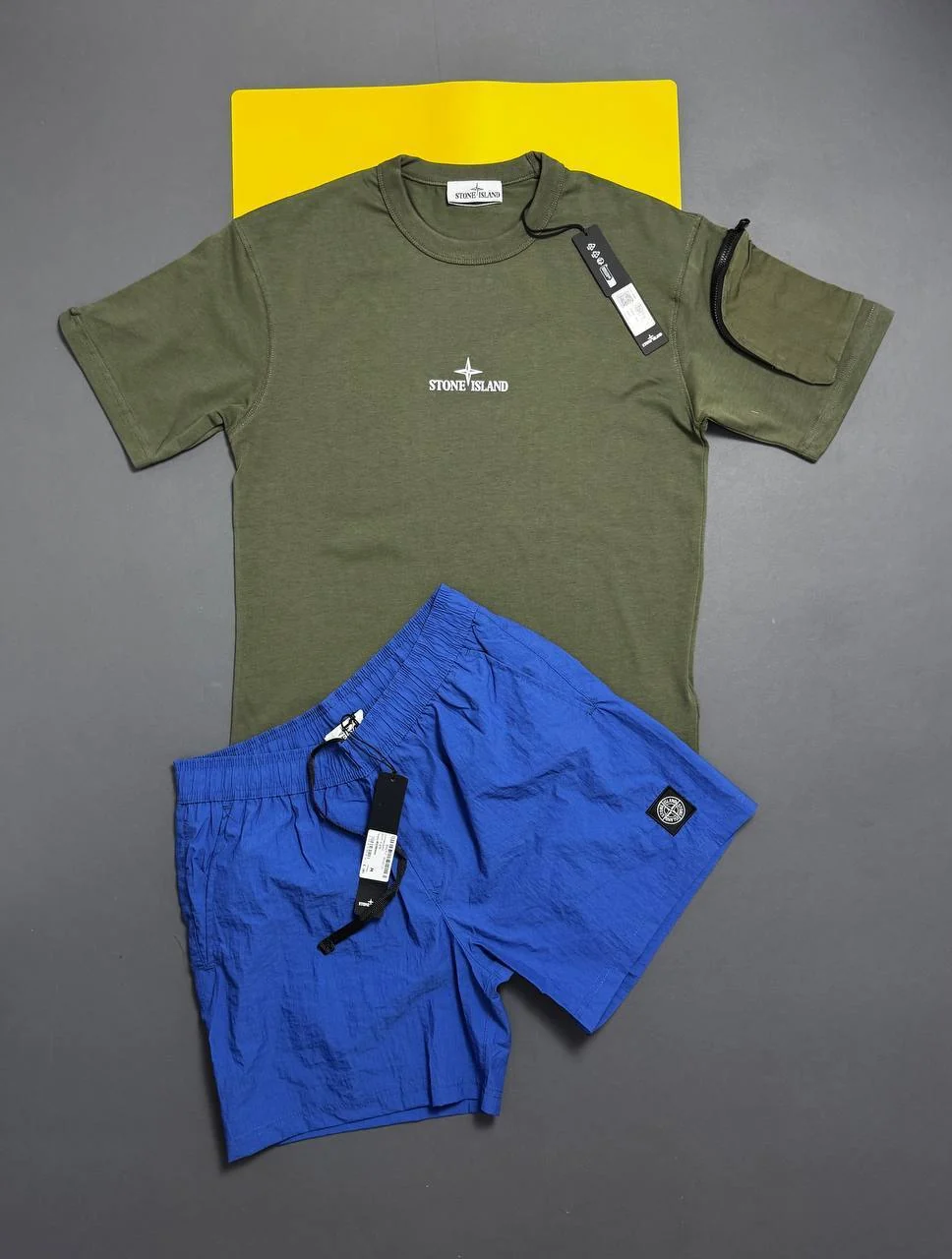 Stone Island Regular-Fit Embroidered Logo T-Shirt & Shorts Set Replica green