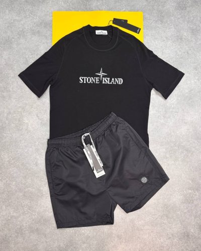 Stone Island Round-Neck Logo T-Shirt & Shorts Set 1:1 Mirror Quality