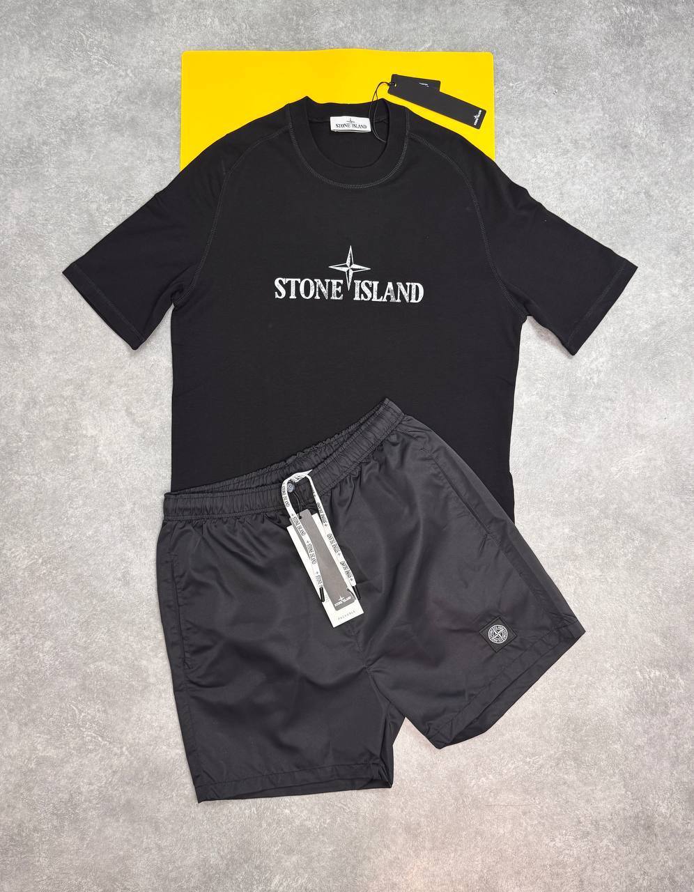 Stone Island Round-Neck Logo T-Shirt & Shorts Set 1:1 Mirror Quality