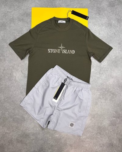 Stone Island Round-Neck Logo T-Shirt & Shorts Set 1-1 Mirror Quality