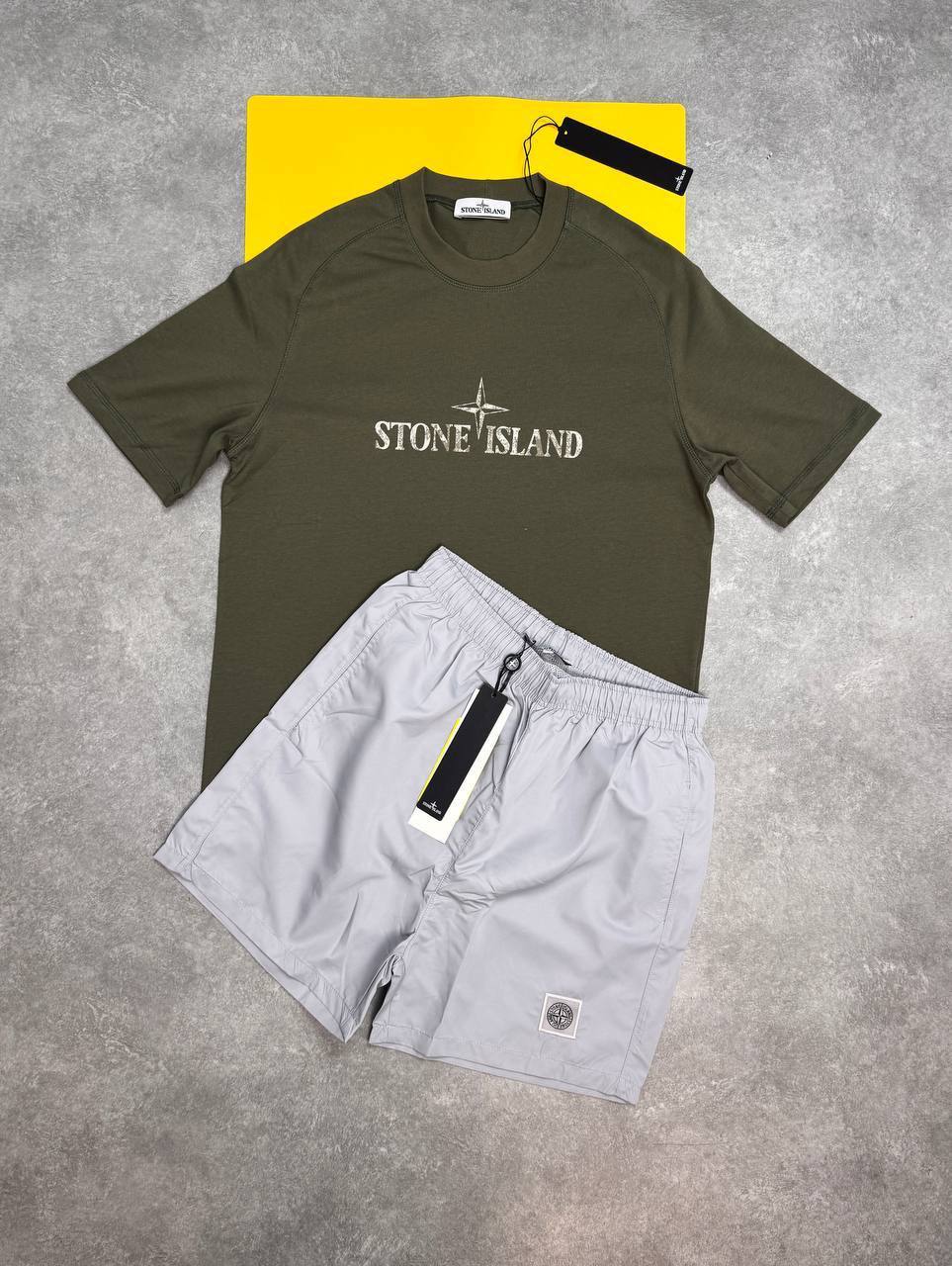 Stone Island Round-Neck Logo T-Shirt & Shorts Set 1-1 Mirror Quality