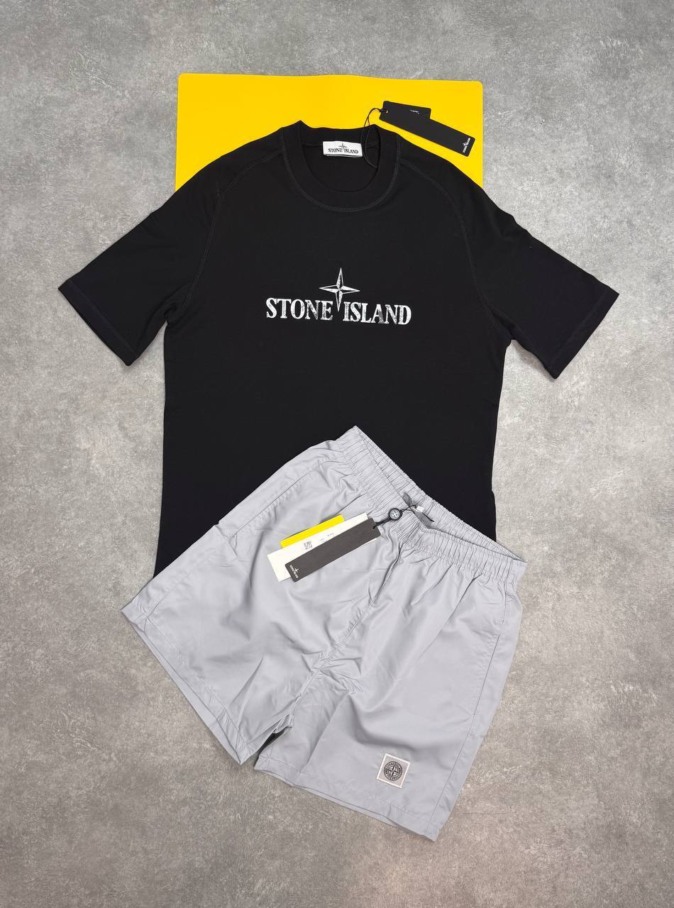 Stone Island Round-Neck Logo T-Shirt & Shorts Set 1-1 Mirror Quality