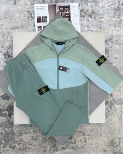 Stone Island Sage Green Two-Tone Tracksuit Set Super Clone Quality