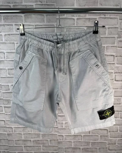 Stone Island Stretch-Cotton Bermuda Cargo 1-1 Mirror Quality Shorts grey