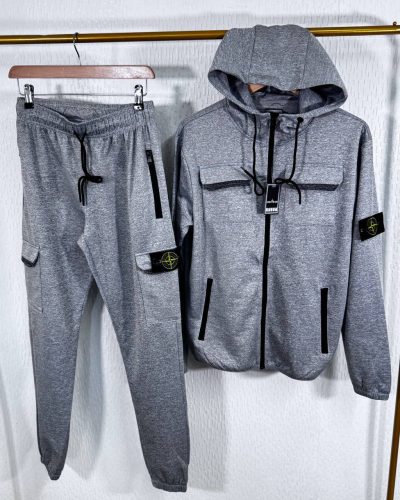 Stone Island Stripe Hooded Tracksuit – grey Colour3 Stone Island Stripe Hooded Tracksuit – grey Colour