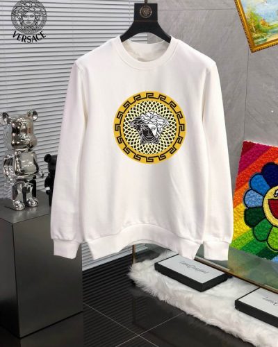 Versace white sweatshirt for men with big gold Medusa circle print