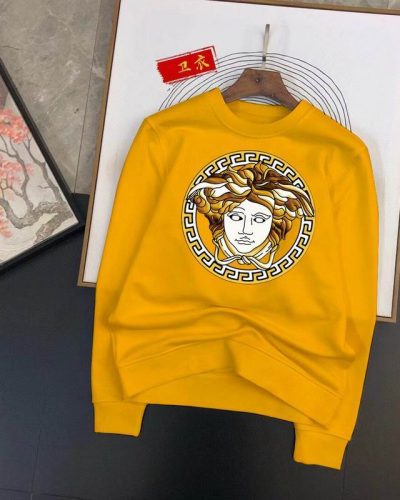 Versace yellow sweatshirt for men with Medusa face print front view