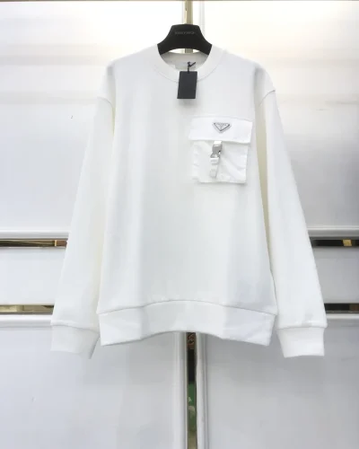 Women’s Off-White Oversized Cotton Sweatshirt with Chest Pocket