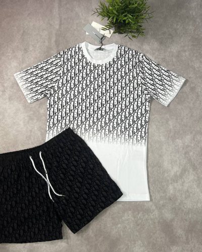 Men's Gradient Oblique T-Shirt and Shorts Set