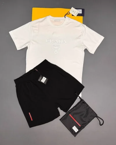 Prada Milano T-Shirt and Linea Rossa Shorts Set First Copy for Men – Multiple Colours