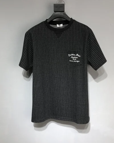 Black Striped Embroidered Patch T-Shirt