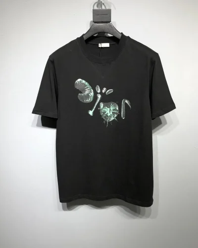 Black Unisex T-Shirt with Green Banana & Heart Graphic