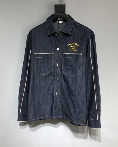Dark Blue Denim Work Shirt – Embroidered Atelier Button-Up