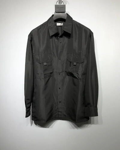 Black Short-Sleeve Work Shirt – Cotton Poplin with Chest Pockets