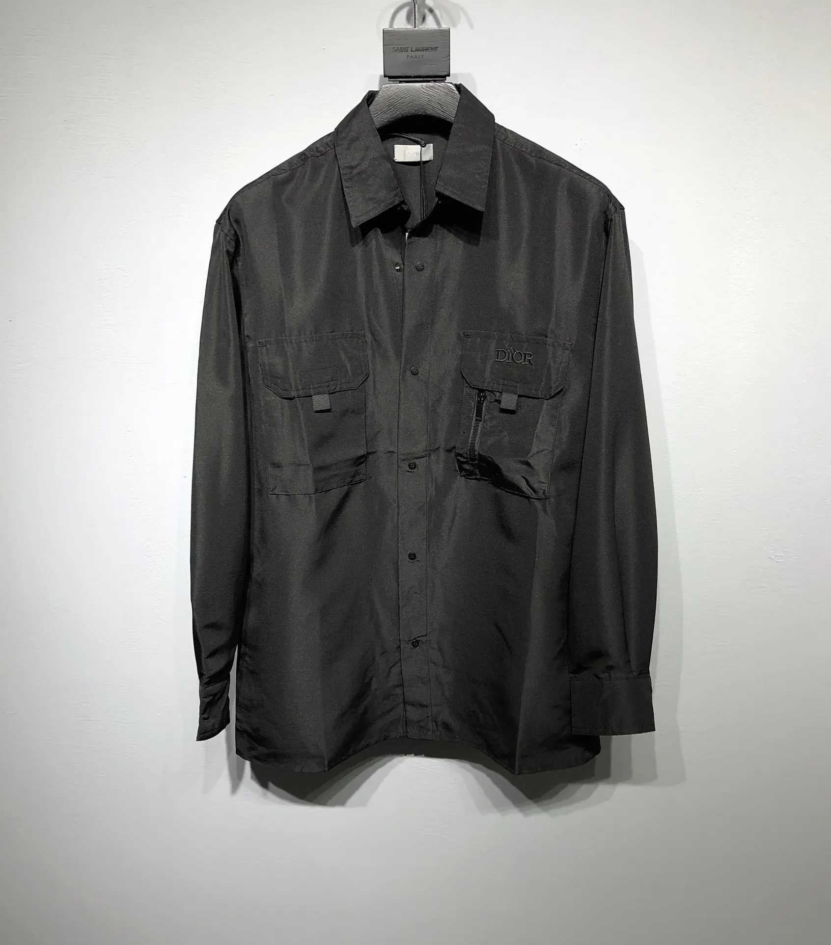 Black Short-Sleeve Work Shirt – Cotton Poplin with Chest Pockets