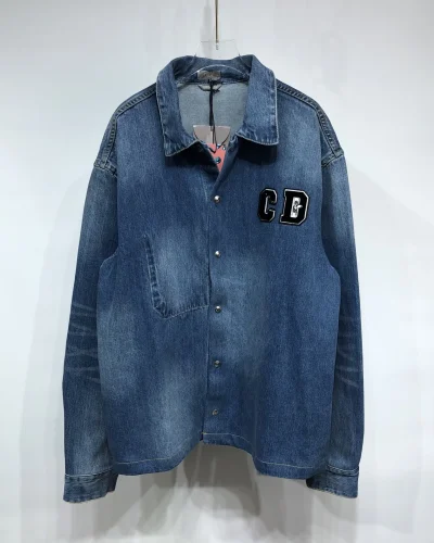 Classic Blue Men's Denim Shirt with CD Embroidery