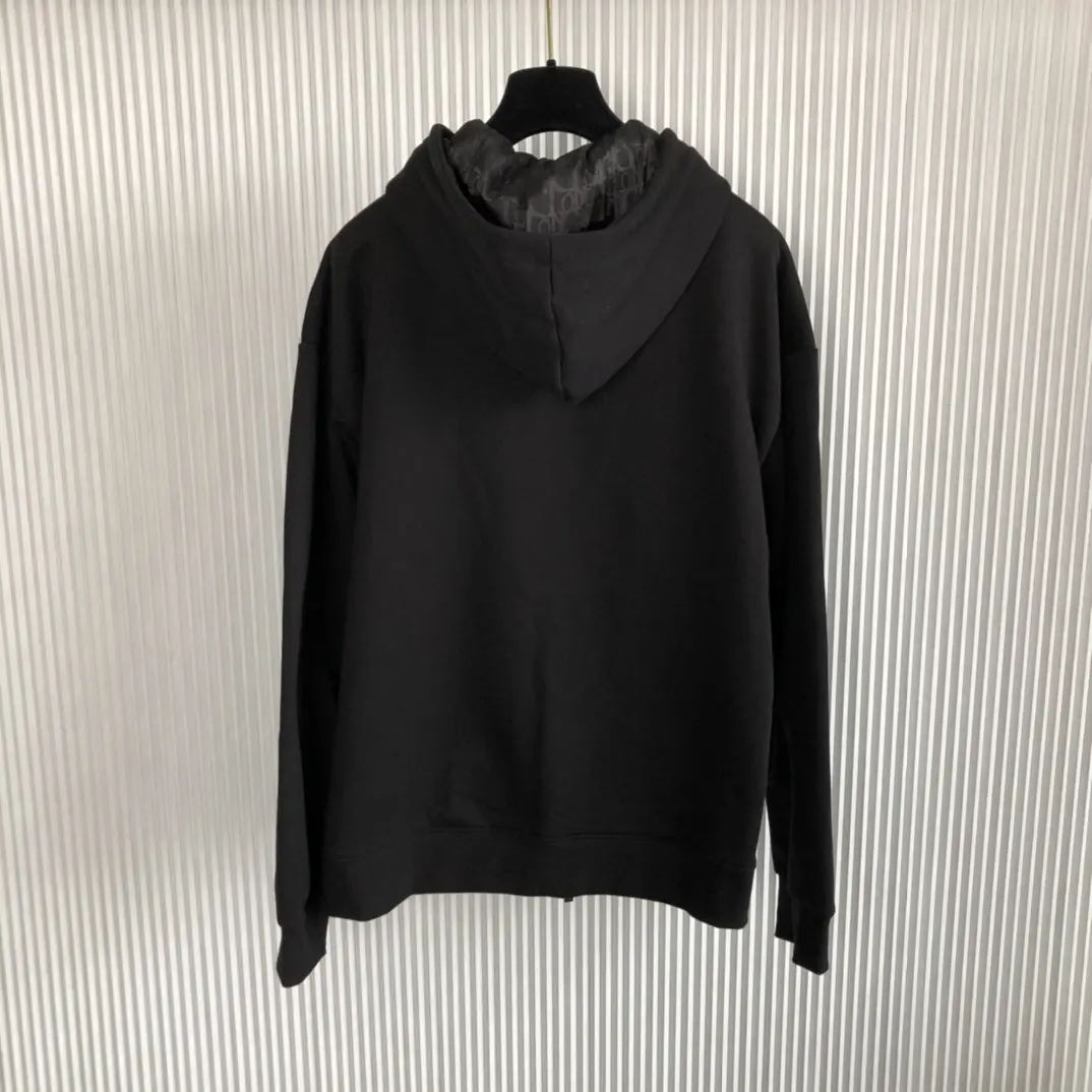 Black Full-Zip Cotton Fleece Hoodie