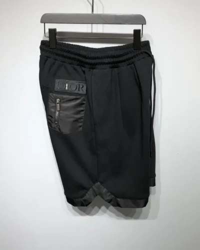 Black Streetwear Shorts with Contrast Trim & Patch Pocket