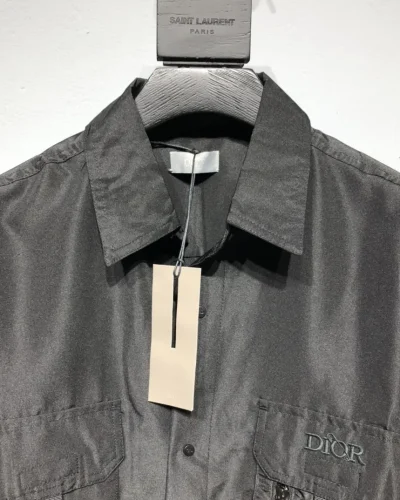 Black Short-Sleeve Work Shirt – Cotton Poplin with Chest Pockets Black Short-Sleeve Work Shirt – Cotton Poplin with Chest Pockets