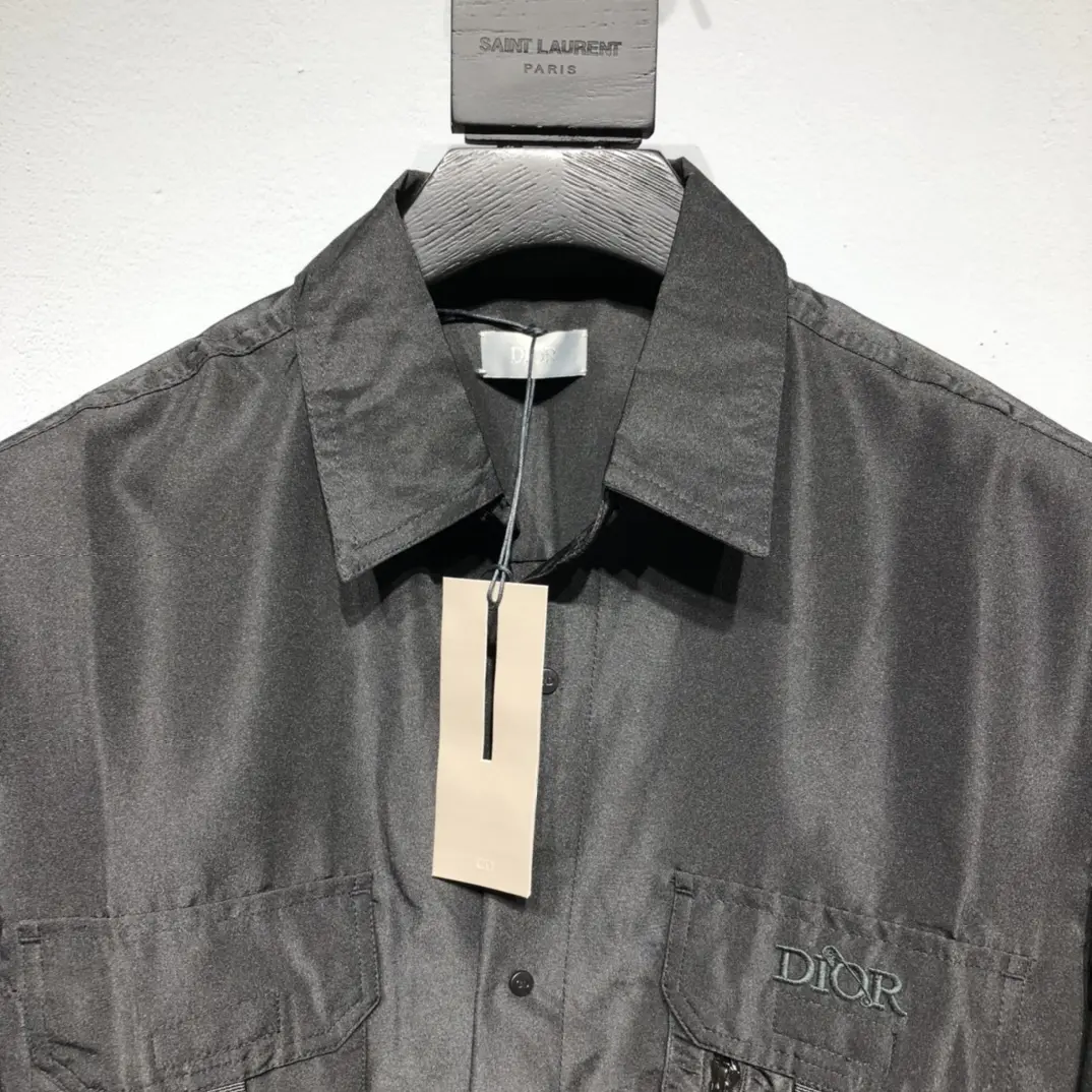 Black Short-Sleeve Work Shirt – Cotton Poplin with Chest Pockets