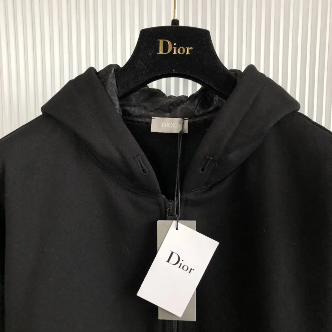 Black Full-Zip Cotton Fleece Hoodie