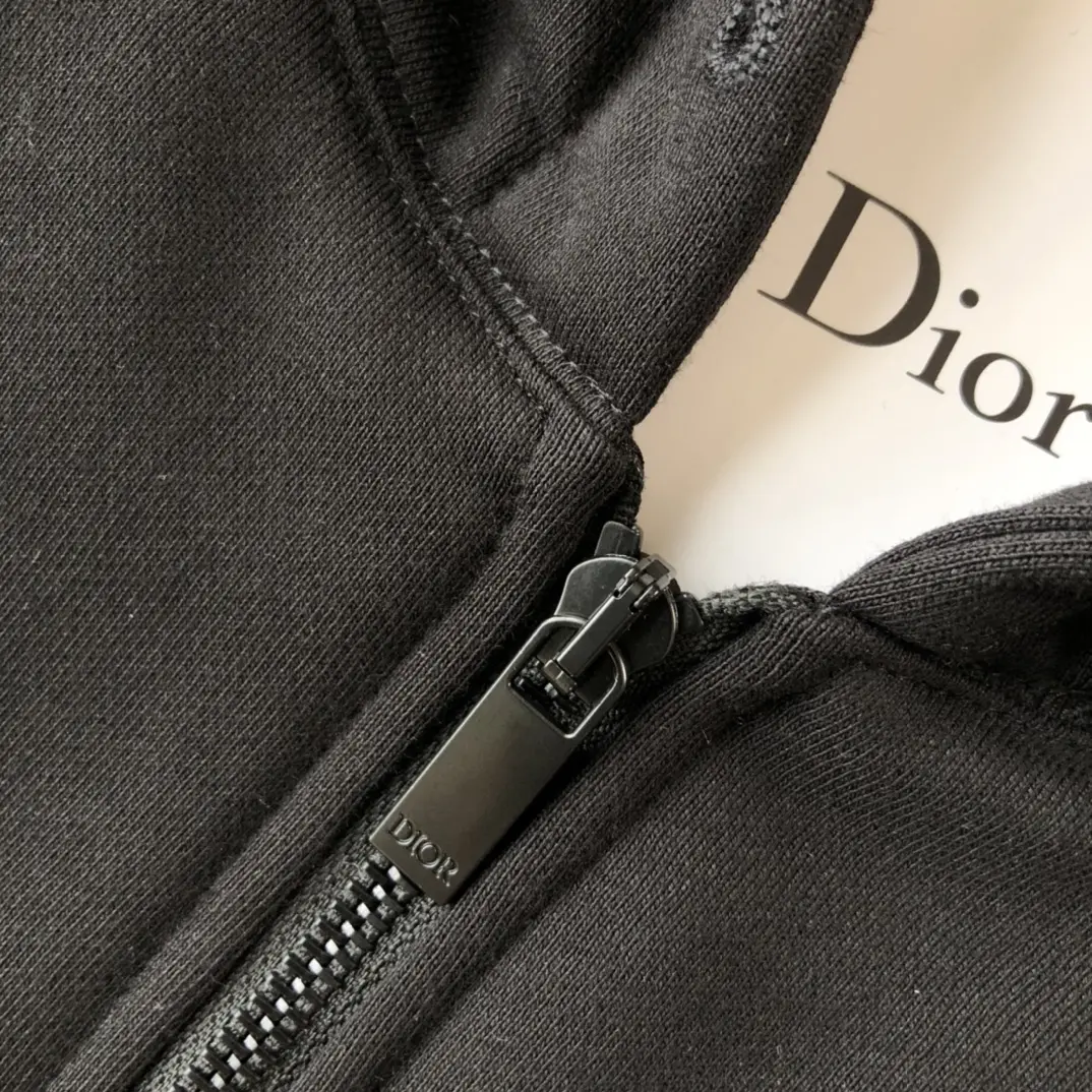 Black Full-Zip Cotton Fleece Hoodie