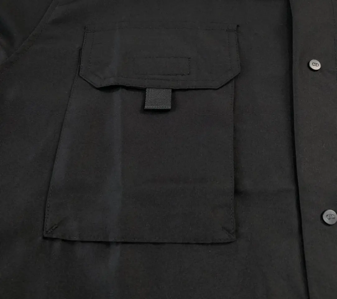 Black Short-Sleeve Work Shirt – Cotton Poplin with Chest Pockets