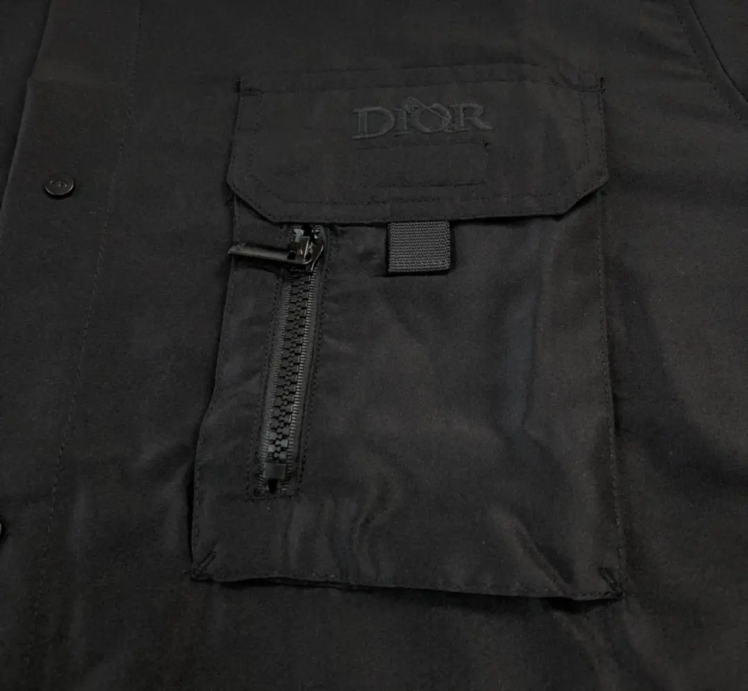 Black Short-Sleeve Work Shirt – Cotton Poplin with Chest Pockets