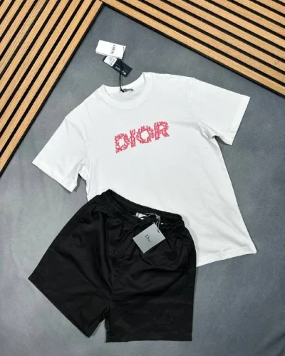 Men's Oblique Floral Print T-Shirt and Shorts Set